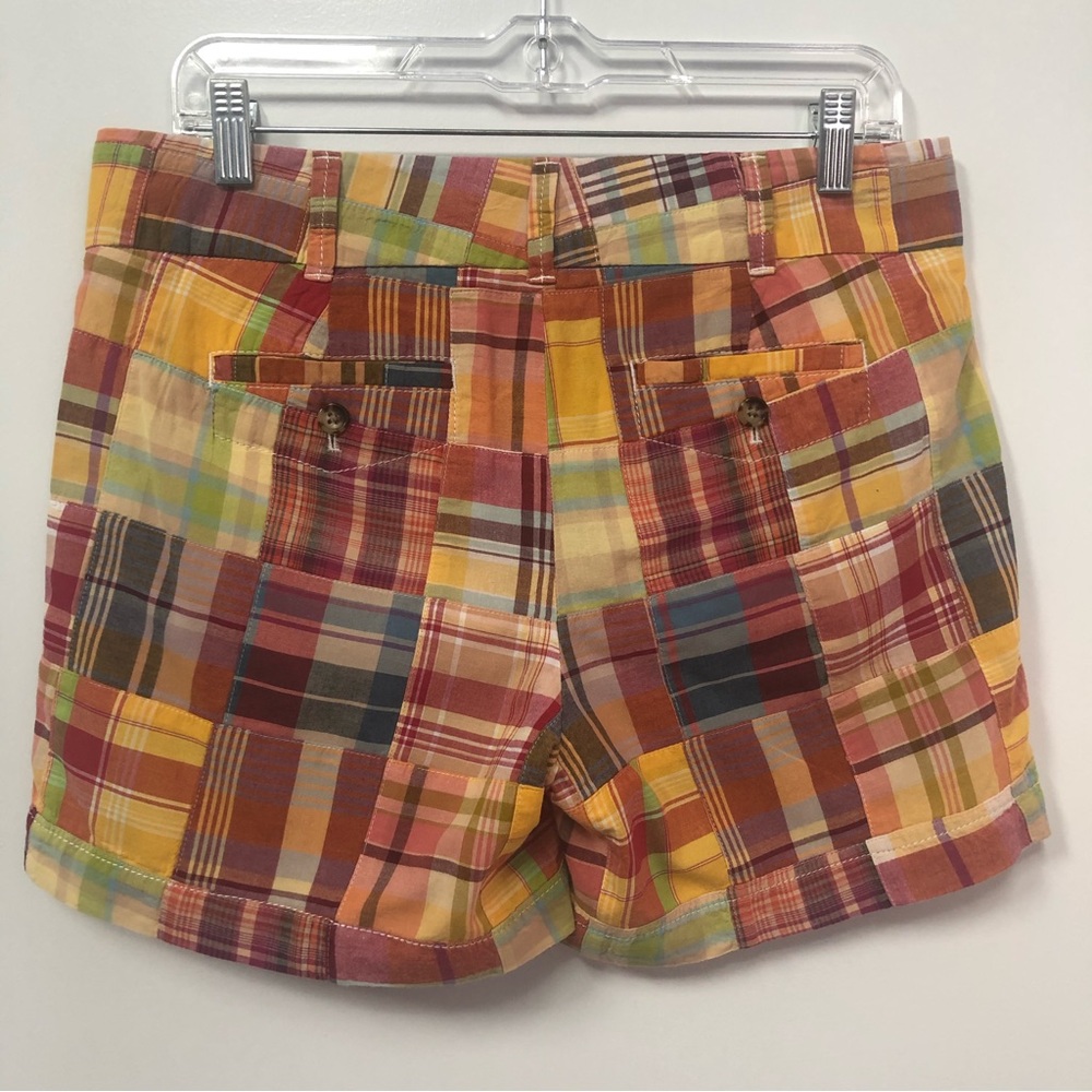 Talbots Orange Patchwork Madras Plaid 4 Inch Shor… - image 2